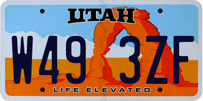 UT license plate W493ZF