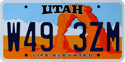 UT license plate W493ZM