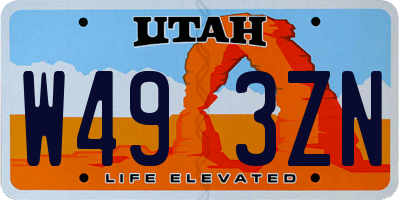 UT license plate W493ZN