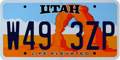 UT license plate W493ZP
