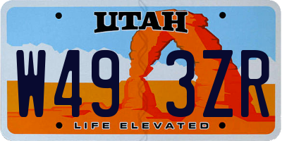 UT license plate W493ZR