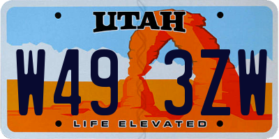 UT license plate W493ZW