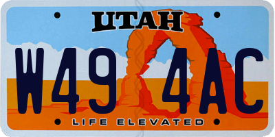 UT license plate W494AC