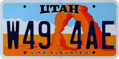 UT license plate W494AE