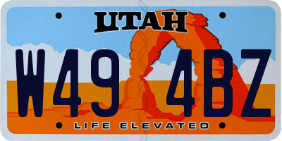 UT license plate W494BZ