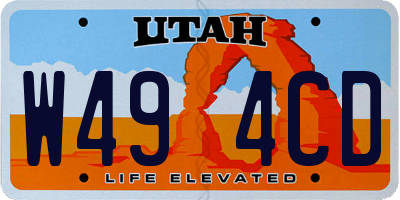 UT license plate W494CD