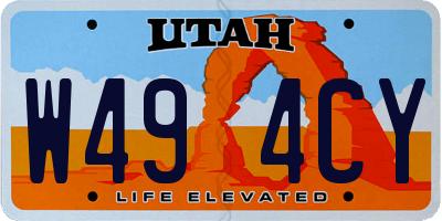 UT license plate W494CY