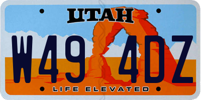 UT license plate W494DZ