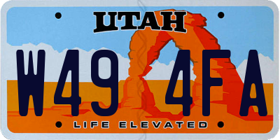 UT license plate W494FA