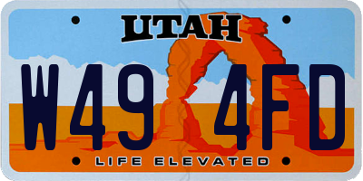 UT license plate W494FD