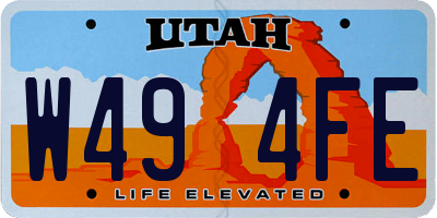 UT license plate W494FE