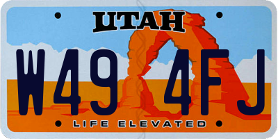 UT license plate W494FJ