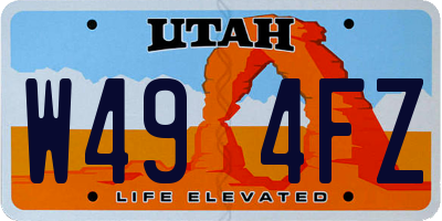 UT license plate W494FZ