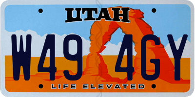 UT license plate W494GY