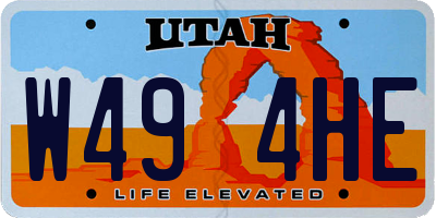 UT license plate W494HE