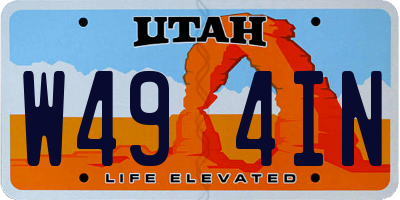 UT license plate W494IN