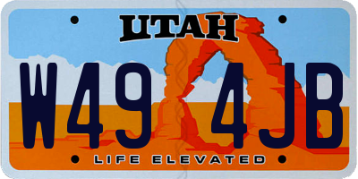 UT license plate W494JB