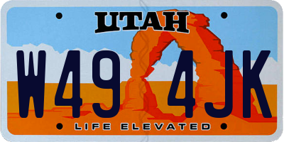 UT license plate W494JK