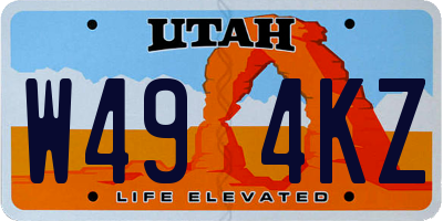 UT license plate W494KZ