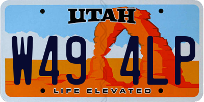 UT license plate W494LP
