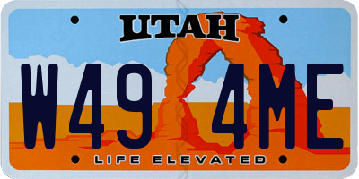 UT license plate W494ME