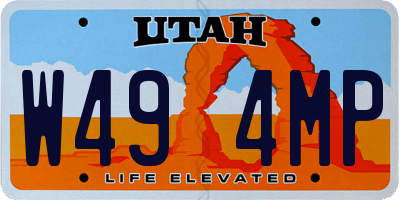 UT license plate W494MP