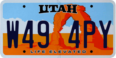 UT license plate W494PY