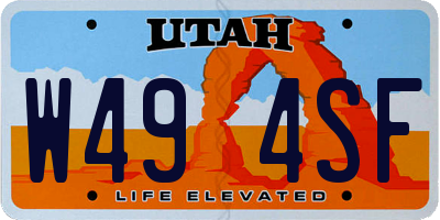 UT license plate W494SF