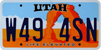 UT license plate W494SN