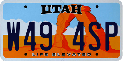 UT license plate W494SP
