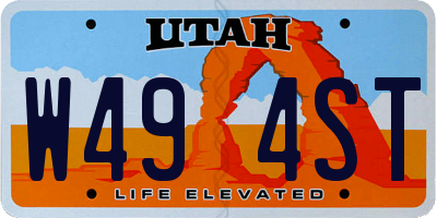 UT license plate W494ST