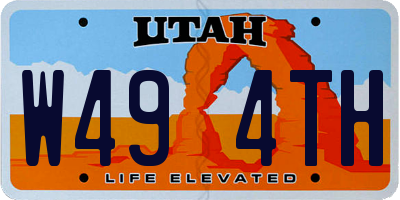 UT license plate W494TH