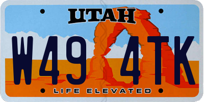 UT license plate W494TK