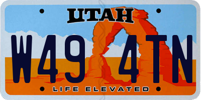 UT license plate W494TN