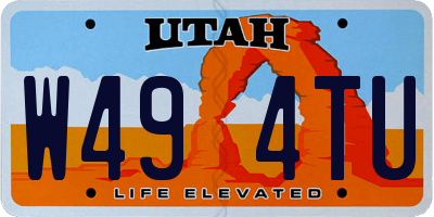 UT license plate W494TU