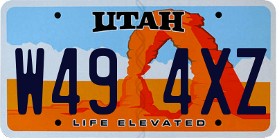 UT license plate W494XZ