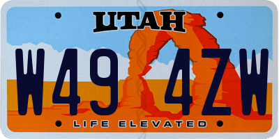 UT license plate W494ZW
