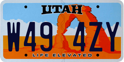 UT license plate W494ZY