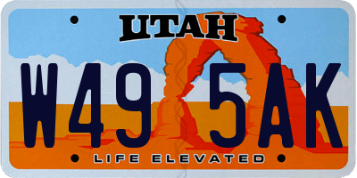 UT license plate W495AK
