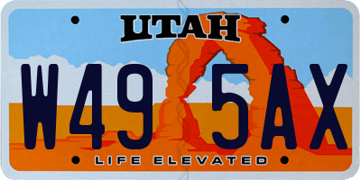 UT license plate W495AX