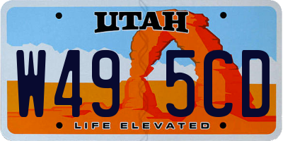 UT license plate W495CD