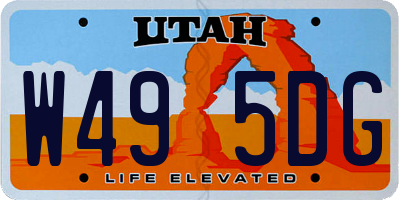 UT license plate W495DG
