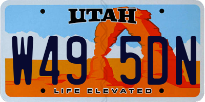 UT license plate W495DN
