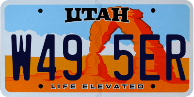 UT license plate W495ER