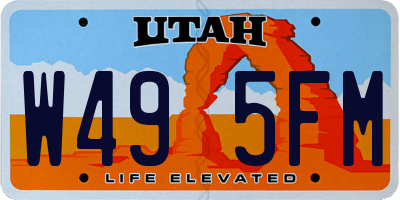 UT license plate W495FM