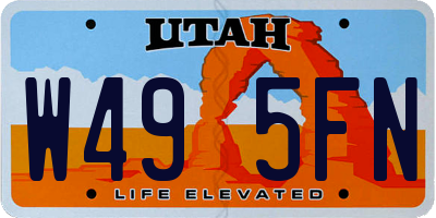 UT license plate W495FN