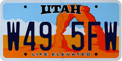 UT license plate W495FW