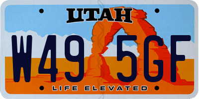 UT license plate W495GF