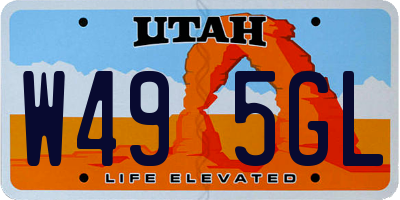 UT license plate W495GL