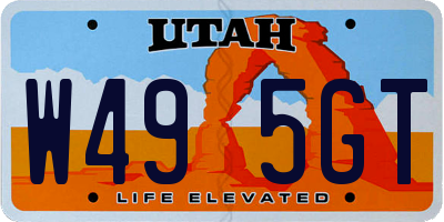 UT license plate W495GT